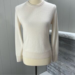 Naadam Cashmere Ivory Crewneck Long Sleeve Quiet Luxury Sweater XS